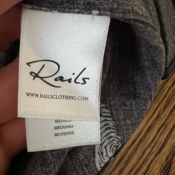 Rails | Gray‎ Button Down Blouse Kathryn Multicolor Bengal Rayon Sz S - Picture 5 of 10